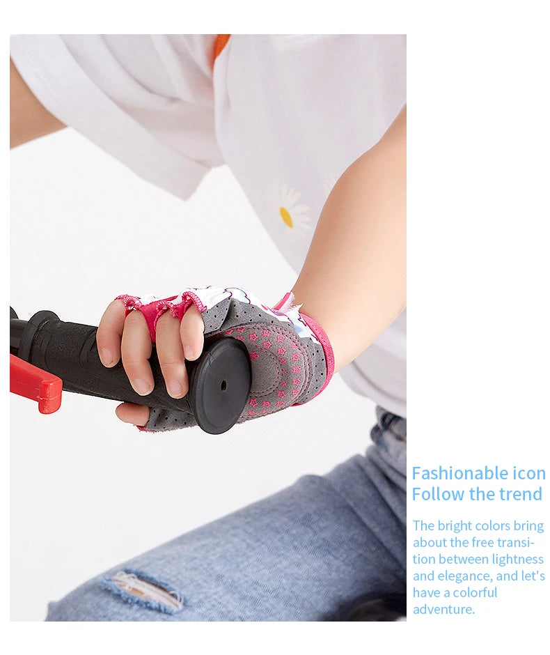 Kids Cycling Gloves Half Finger Skate Child Mountain Bike Bicycle Gloves Sports Gloves for Boys and Girls Children