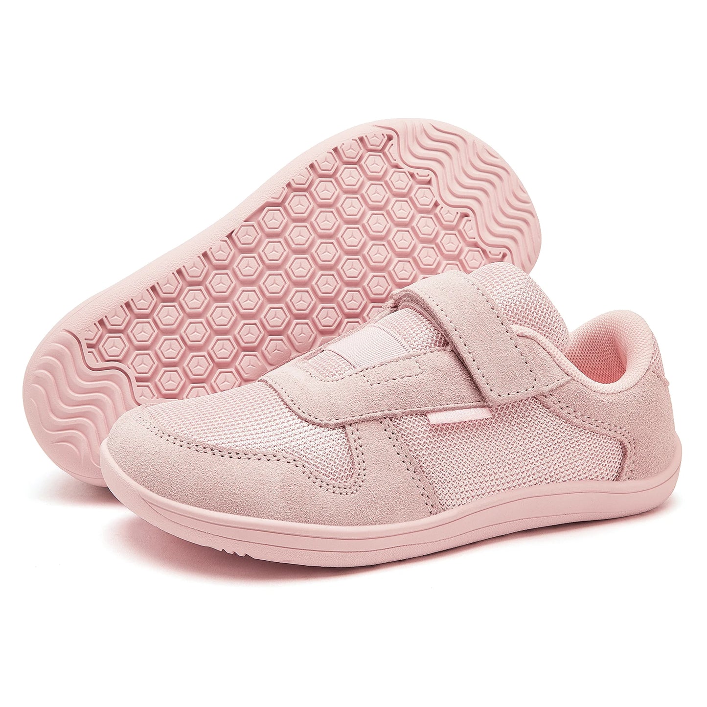 HOBIBEAR Kinder Weite Zehen Barfuß Schuhe - Klein/Groß/Kind Klettverschluss Minimalistische Sneaker - Kunstleder Mesh Leichtgewicht Schuhe
