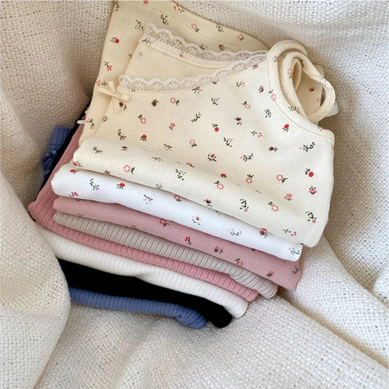 Femei topuri vară fete topuri scurt Slim dantelă dulce imprimare crop top doamnelor bottoming drăguț topuri top mujer top femme