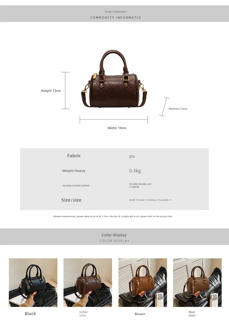 Women Vintage Boston Bag Casual Fashion Crossbody Women's British Style Top-Handle Simple Female Shoulder Bag for Girl