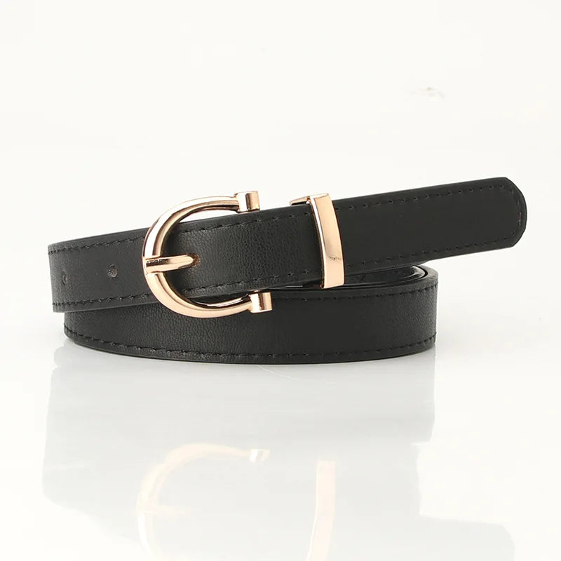 Leather Women Belts New PU Simple Metal Buckle Belt Girls Dress Jean Pants Waistband Belts for Lady Luxury Designer Brand 2023