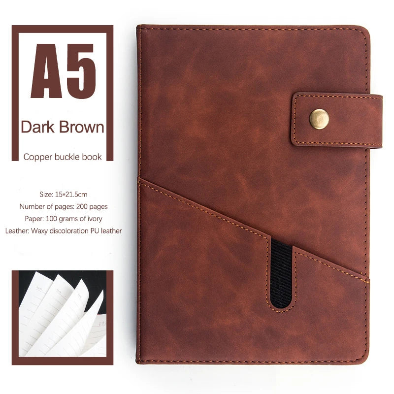 Caiet A5 din piele PU 2025 - Jurnal de afaceri, planificator, agendă, organizator, școală, birou