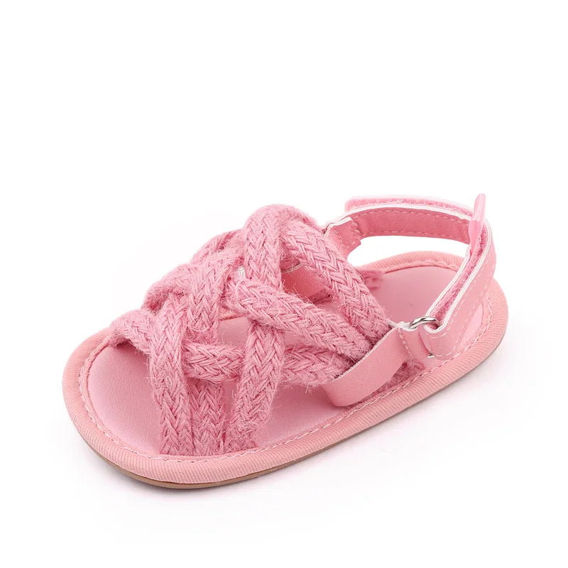 Baby Mädchen Blumen Spitze Krippe Sandalen 2025 - Süße Sommer Weiche Sohle Flache Prinzessin Schuhe - Säugling Rutschfest Erste Laufschuhe