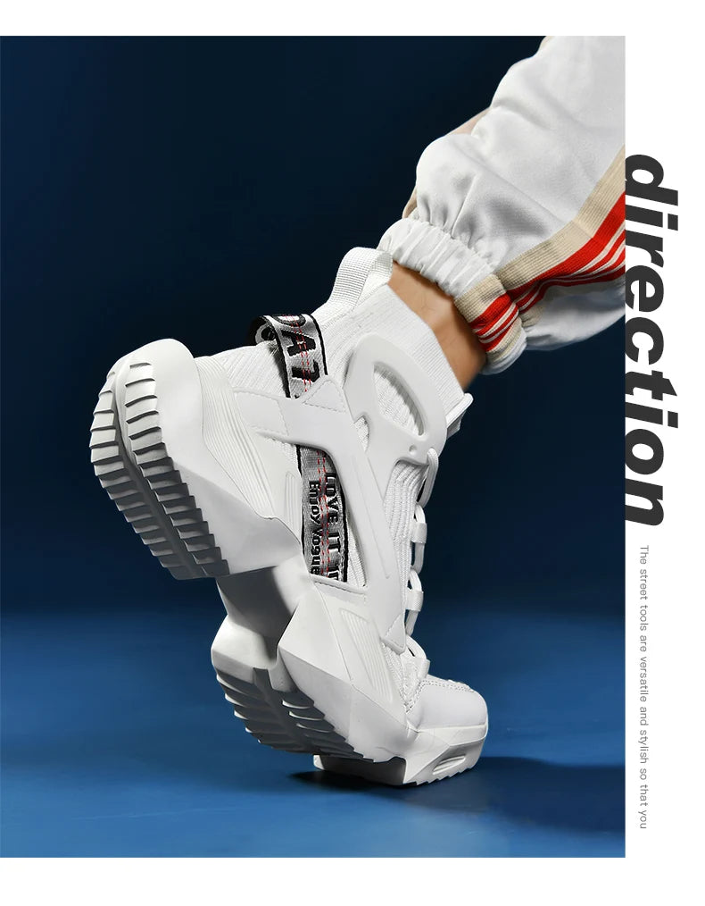 Fashion Men's Sneakers High Street Luxury Shoes Men Sock-like Comfy Sports Shoes Breathable Lightweight All-match Walking Shoes