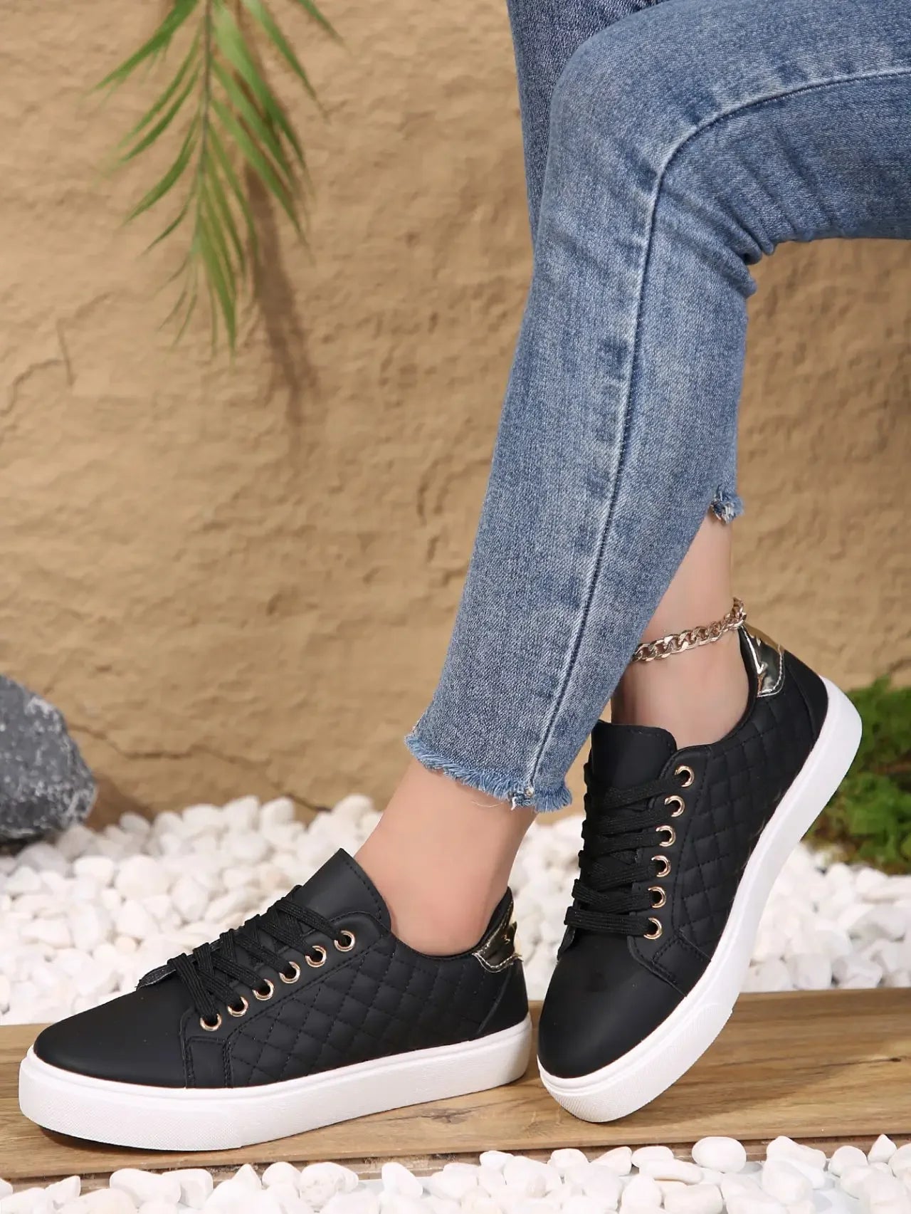 Zhejiang JD-H53 Komfort Sneakers - Weiß PU Flach 36-41