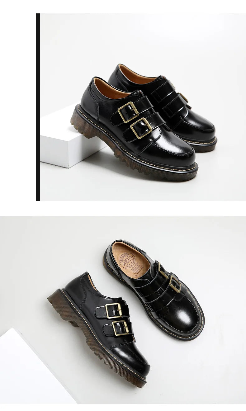 Frauen Flache Casual Loafers Schuhe 2025 - Damen Flach Fashion Vintage Britisch Leder - Oxford Loafers Fashion Designer Leder Slip On Schuhe