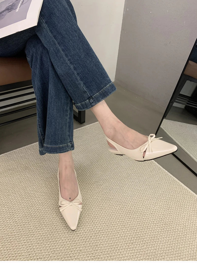 Summer Fashion Butterfly-knot Women Sandals Shallow Slip On Slingbacks Ladies Casual Dress Street Style Flats Shoes