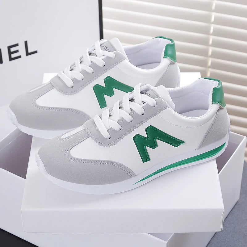 Women 2025New Women Casual Walking Shoes Spring Flat Lace-up Leather High Quality Sneakers Fashion Sports Shoes Zapatillas Mujer