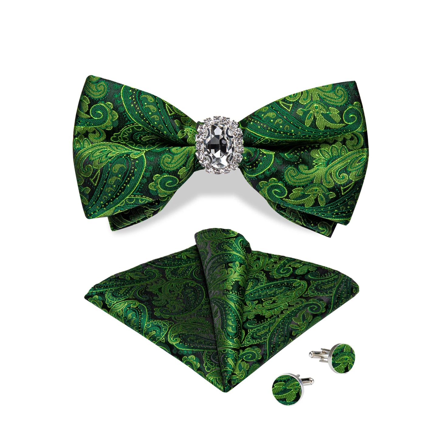 Set de butoni de buzunar cu nod fluture pentru bărbați, din mătase, de designer, pentru nuntă