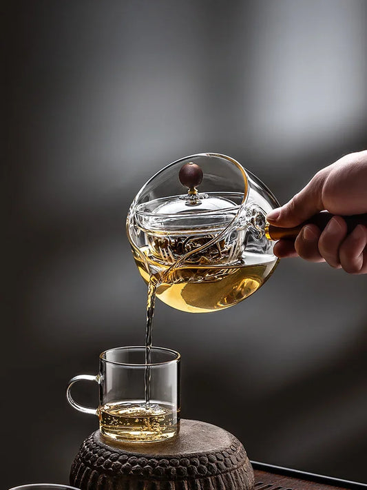 Glas-Teekanne 2025: Heat-Resistant Rotating-Leisure - Tea Set Collection