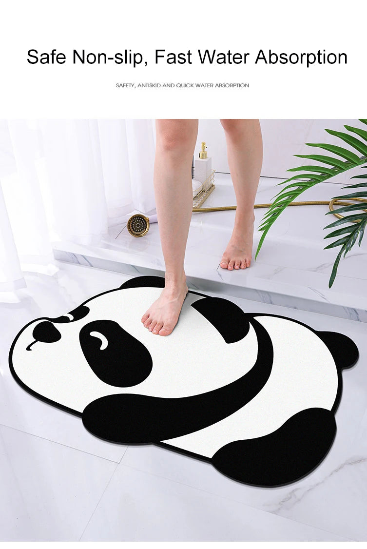 Panda Cartoon Dog Pattern Soft Cushion Bath Mat Quick Dry Super Absorbent Non-slip Bathroom Rug Diatom Mud Carpets Waterproof
