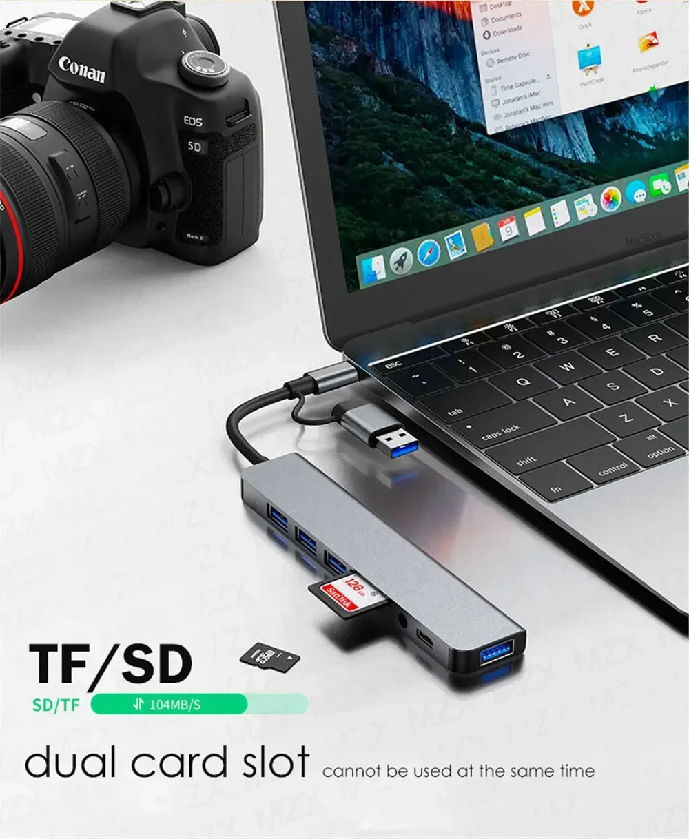 FEIWIMI USB C Hub Docking - 8 Ports 5Gbps USB 3.0 OTG