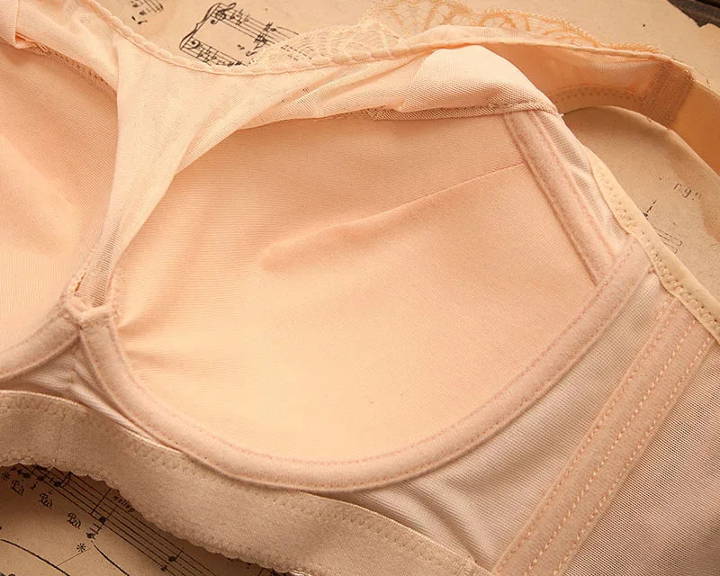 elegant Bra Women Lace Push Up Bralette Wire Free Mesh Large Size Lingerie Solid Color Seamless Thin Wireless Soft Floral Bralette