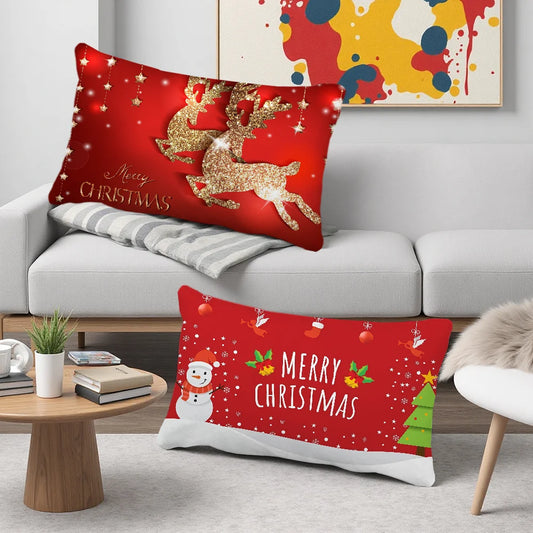 Happy Merry Christmas cushion cover Rectangle Pillow Case Printing Bedside Sofa Room Home Decoration Pillowcase