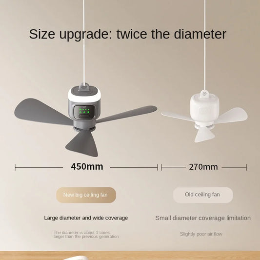 New Remote Control Mini Ceiling Fan USB Wireless Cooling Fan 12000mAh Portable LED Night Light Camping Fan with USB Ceiling Fan