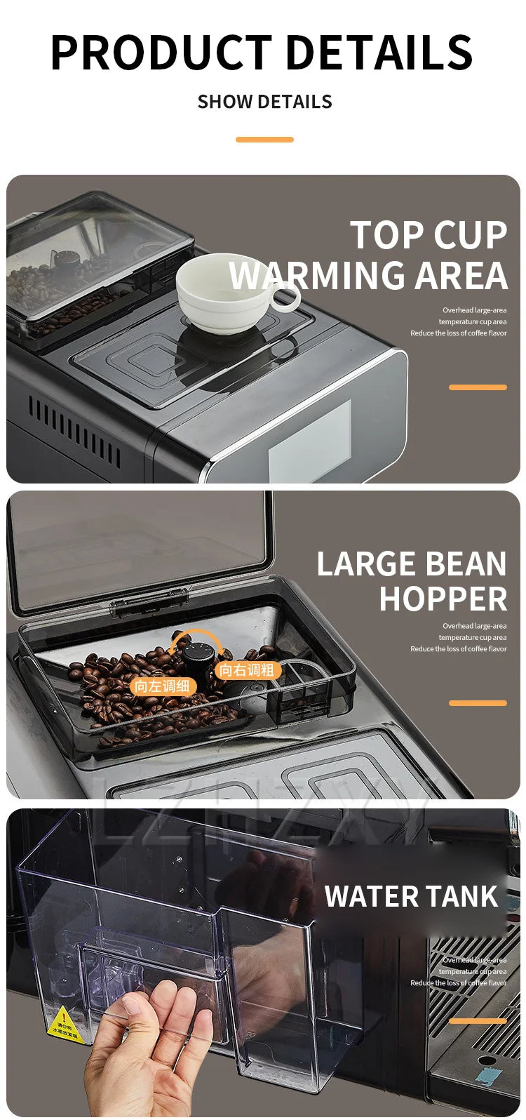 Commercial Coffee Machine Touch Screen Fully Automatic Italian American Coffee Household Freshly Ground RM-A10 Espresso Machine