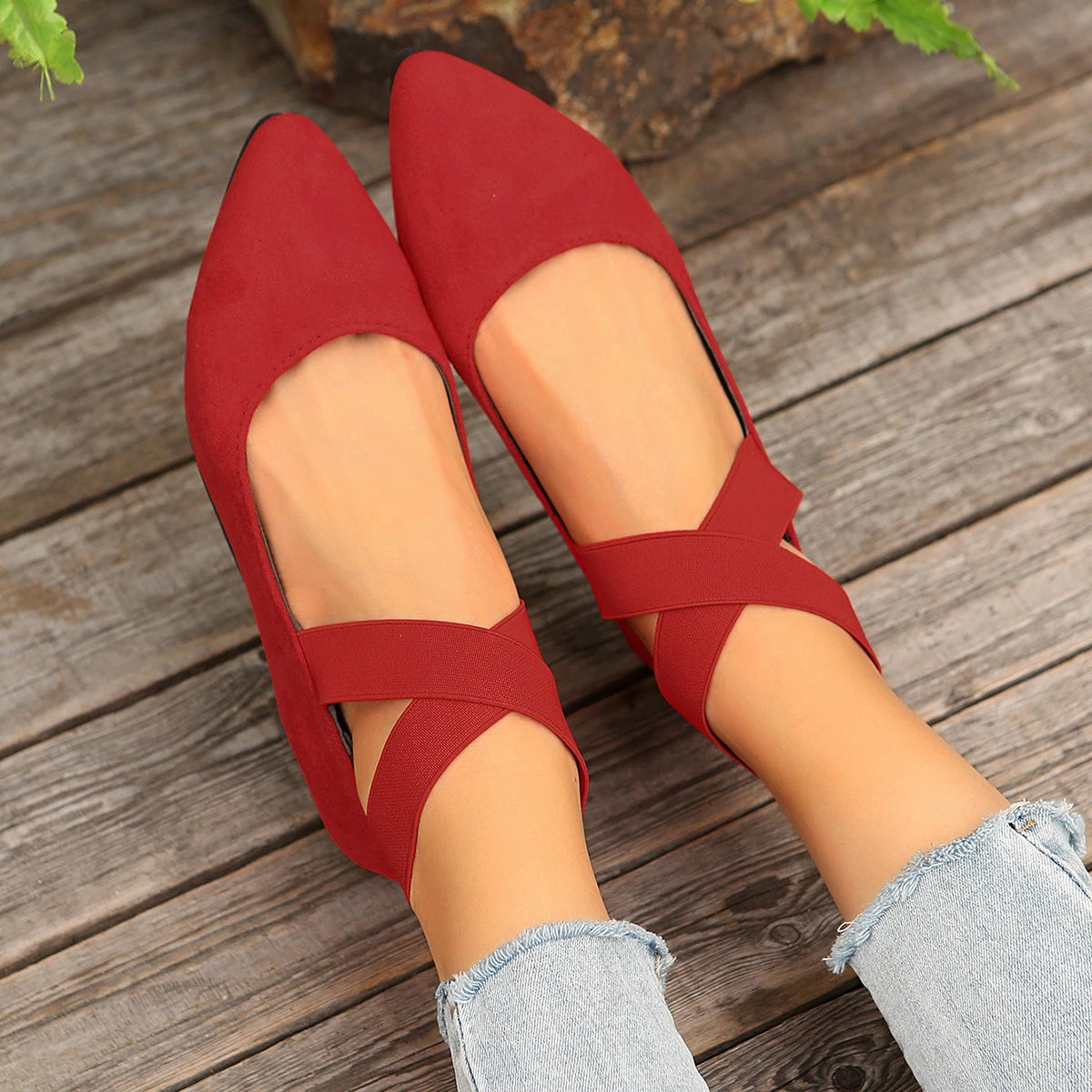 RZSMTYA Damen Atmungsaktiv Loafer - Gummisohle Spitze