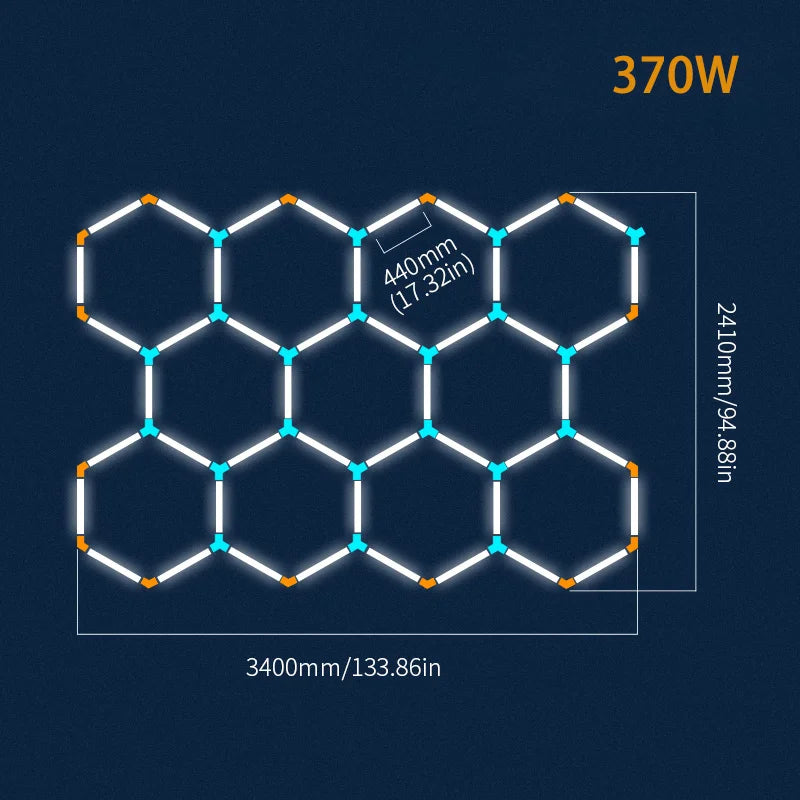 Lampă de tavan hexagonală pentru frizerie, garaj auto, tub LED 6500k, pentru sală de sport, bar, salon de coafură, bibliotecă, atelier, reparații caroserie auto