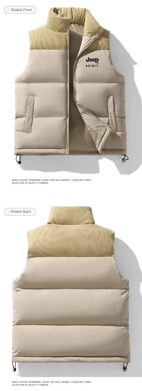 JEEP SPIRIT Herren Stehkragen Weste - Größe Regulär, Material Baumwolle, Gewicht Leicht