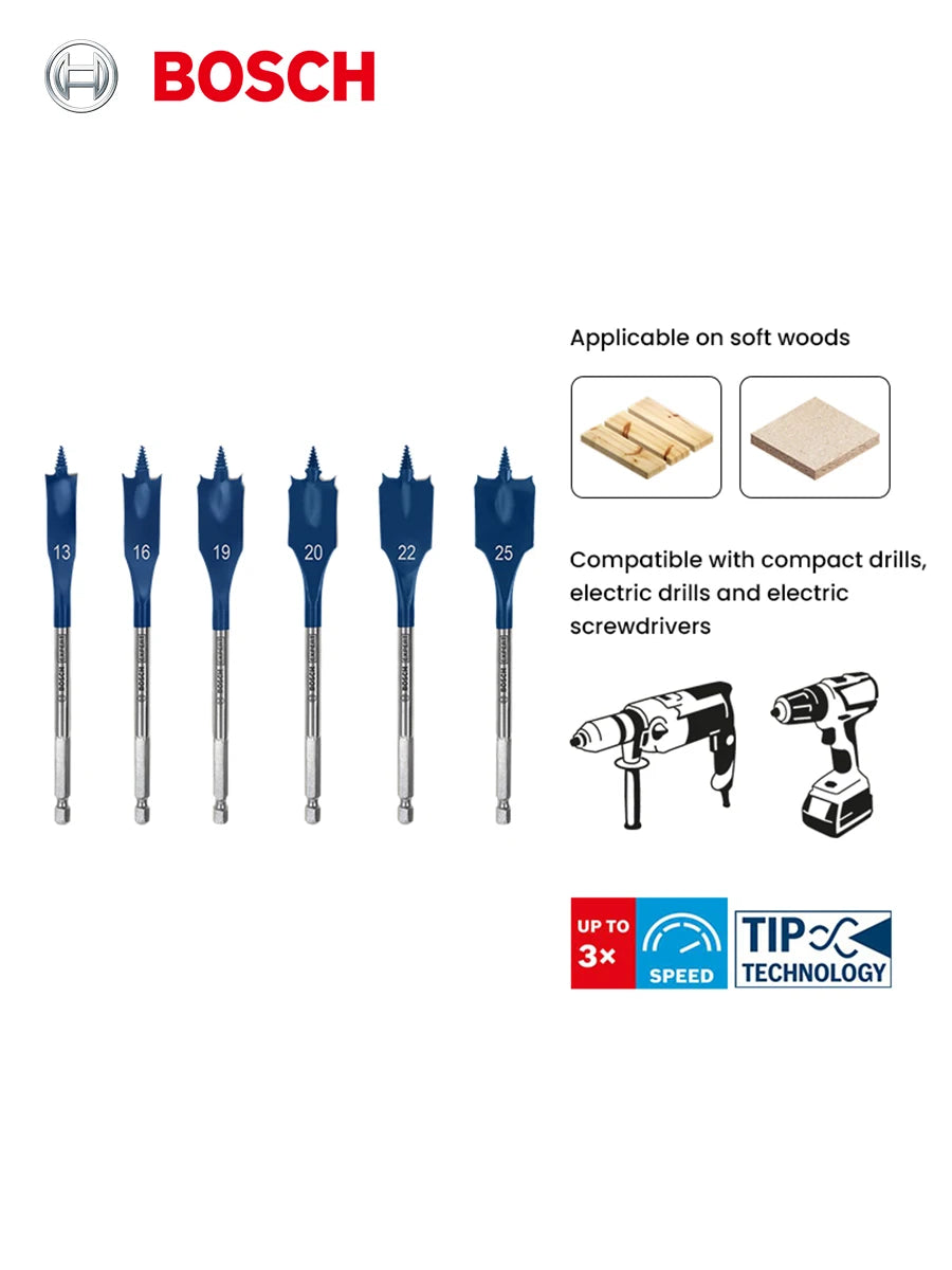 Bosch Expert Drill Bits Wood Drilling Self-tapping Thread 1/4 "HEX Shank Power Tool Accessories for Electric Screwdriver