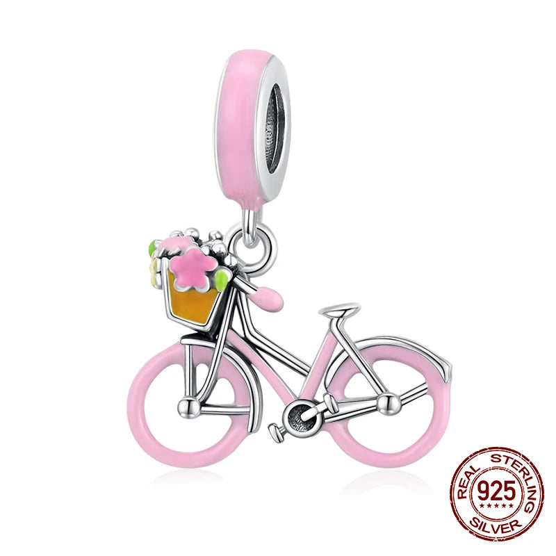 Sterling Silber Anhänger: WOSTU 925 DIY Armband Charms AAA Cubic Zirkonia - Haustier Kamera Biene Kaffee Marienkäfer Perlen Original 1.9g