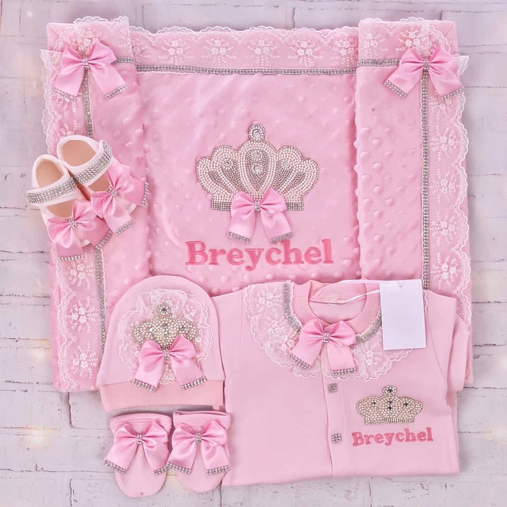 Baby-Outfit-Set 2025: 5-teiliges Spitzen-Baumwoll-Set für Neugeborene - Säuglingspflege-Kollektion