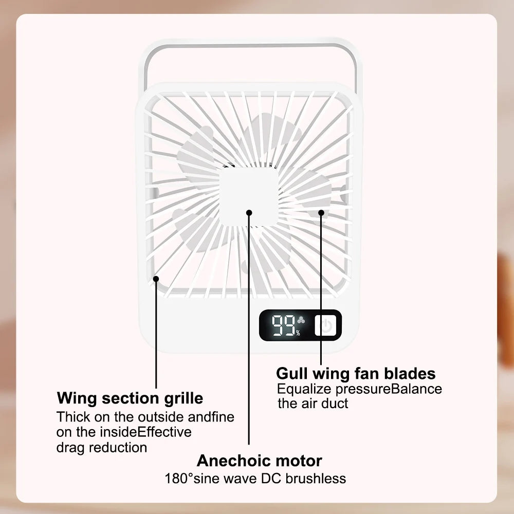 2025 New Small desktop fan USB charging Multi-scene use Car fan Camping fan Home office portable quiet outdoor simple summer fan