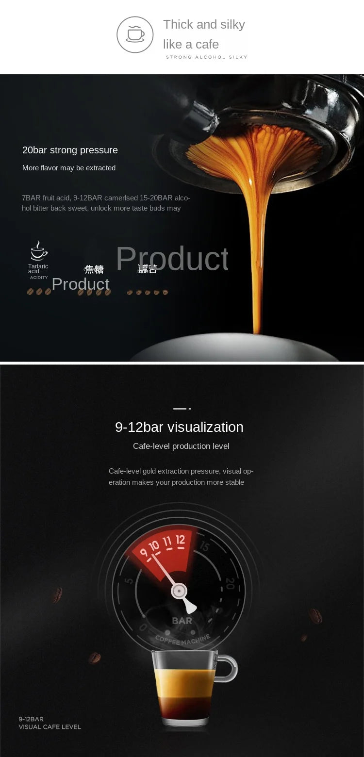 Italian American Automatic Coffee Machine Household Coffee Machine 20bar Extraction Concentration Optional Automatic Grinding