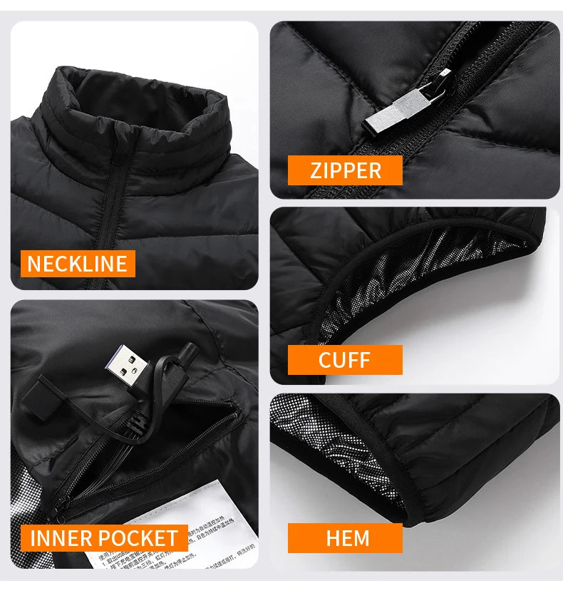 TODWARM M01 Beheizte Weste - Kapazität 6000mAh, Leistung 5V 2A, Größe One Size Universell Passform