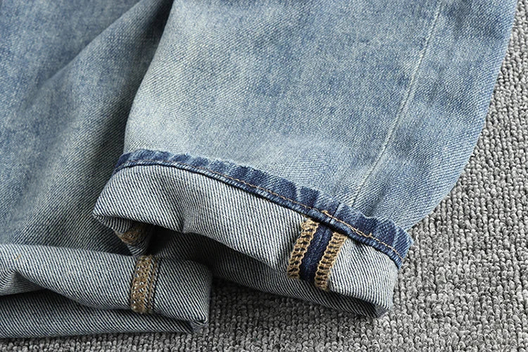 Trendy Men's New Fashion American Style Retro Washed Straight Jeans Loose Casual Trousers