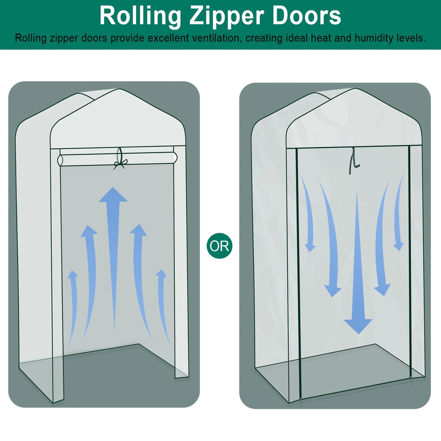 Garden Greenhouse Transparent Weatherproof Plant Grow House Cover with Roll up Double Zipper Door Small Waterproof Frost