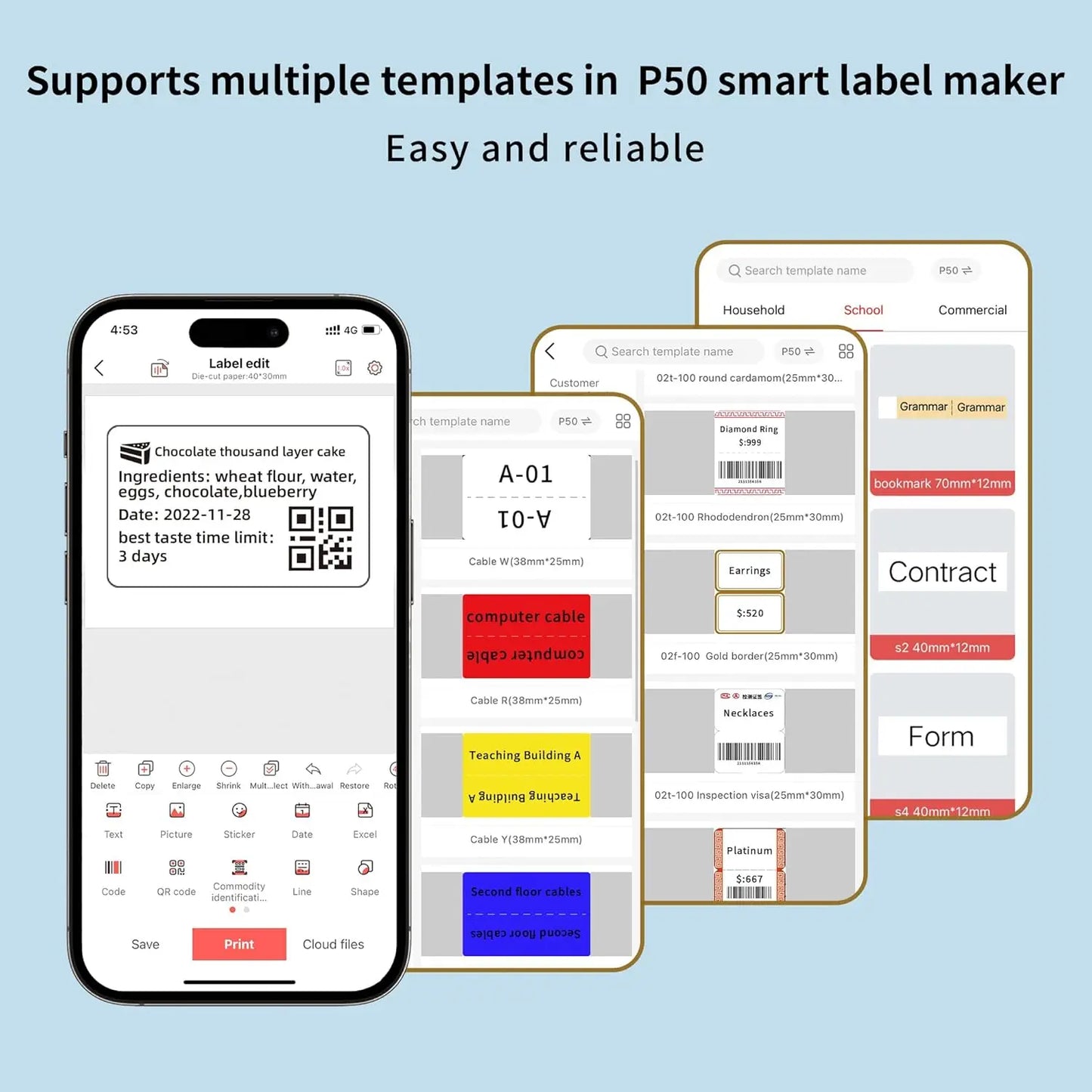 MARKLife P50 Bluetooth Etikettendrucker - Thermischer Mini Drucker für Barcode & Preisschilder