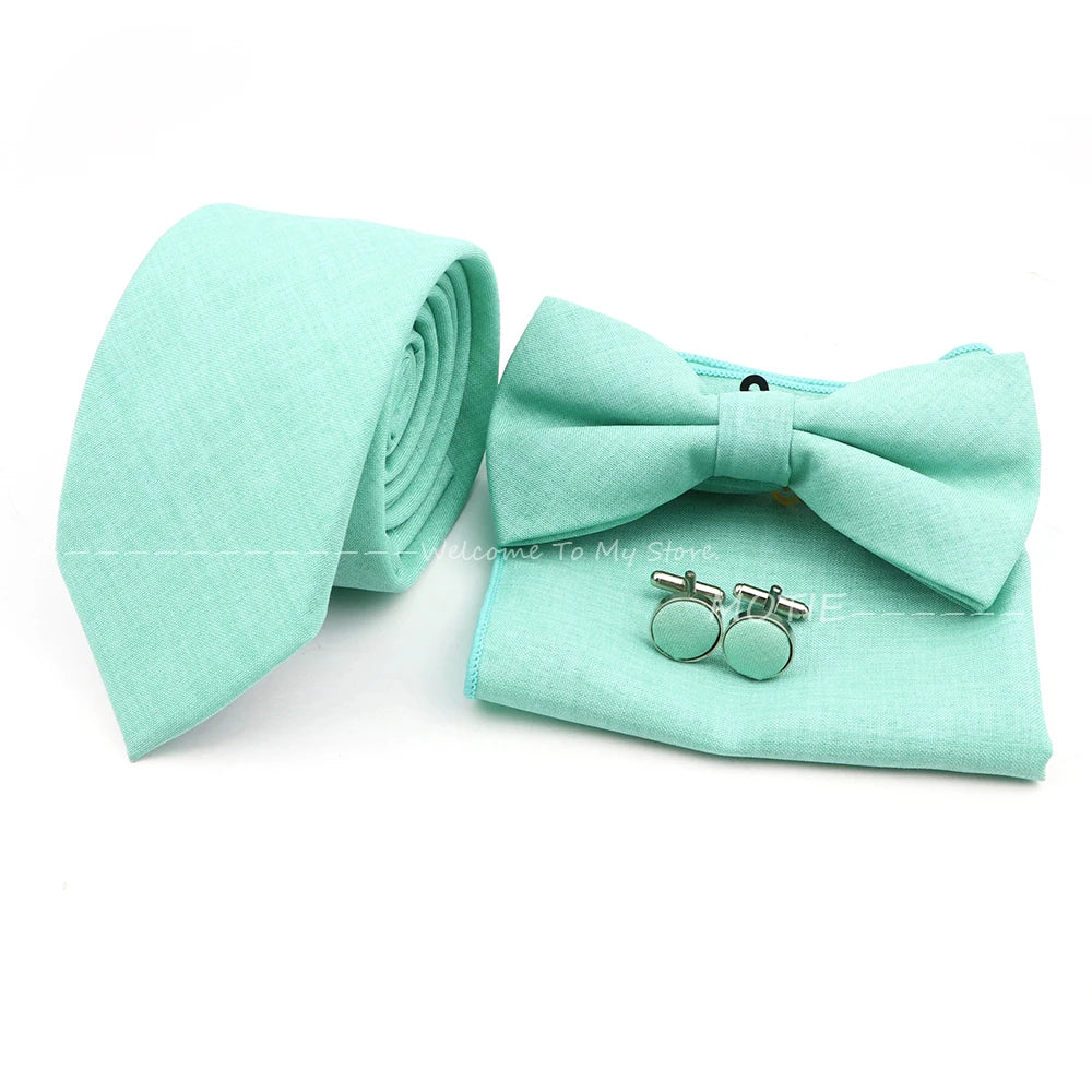 Neues Design 27-farbiger Männer-Accessories-Set: Klassische Baumwoll-Taschentuch, Manschettenknöpfe, Fliege für Hochzeit, Party, Geschenke