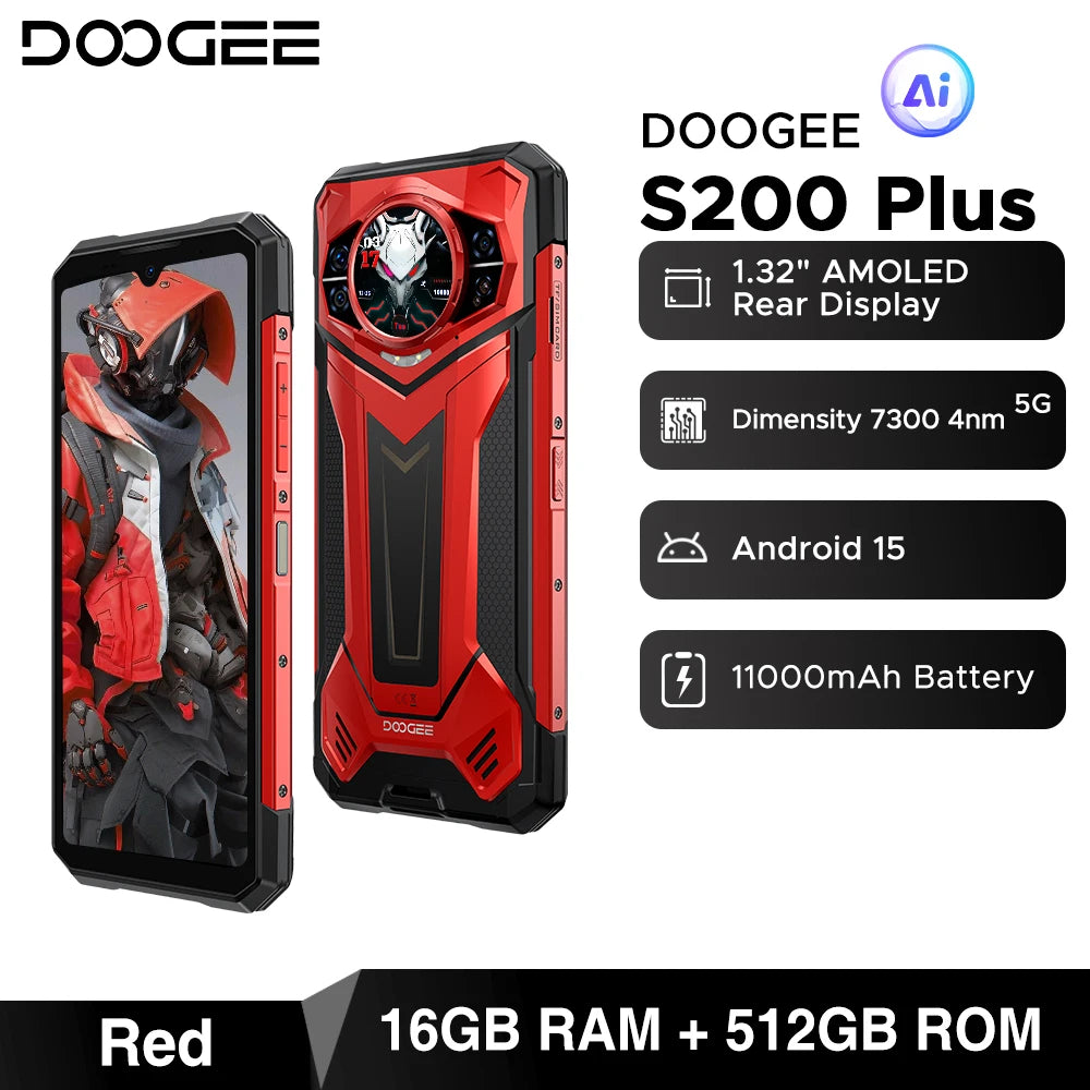 DOOGEE S200 Plus Outdoor 5G Smartphone - 11000 mAh, 66 W, 6,72 Zoll