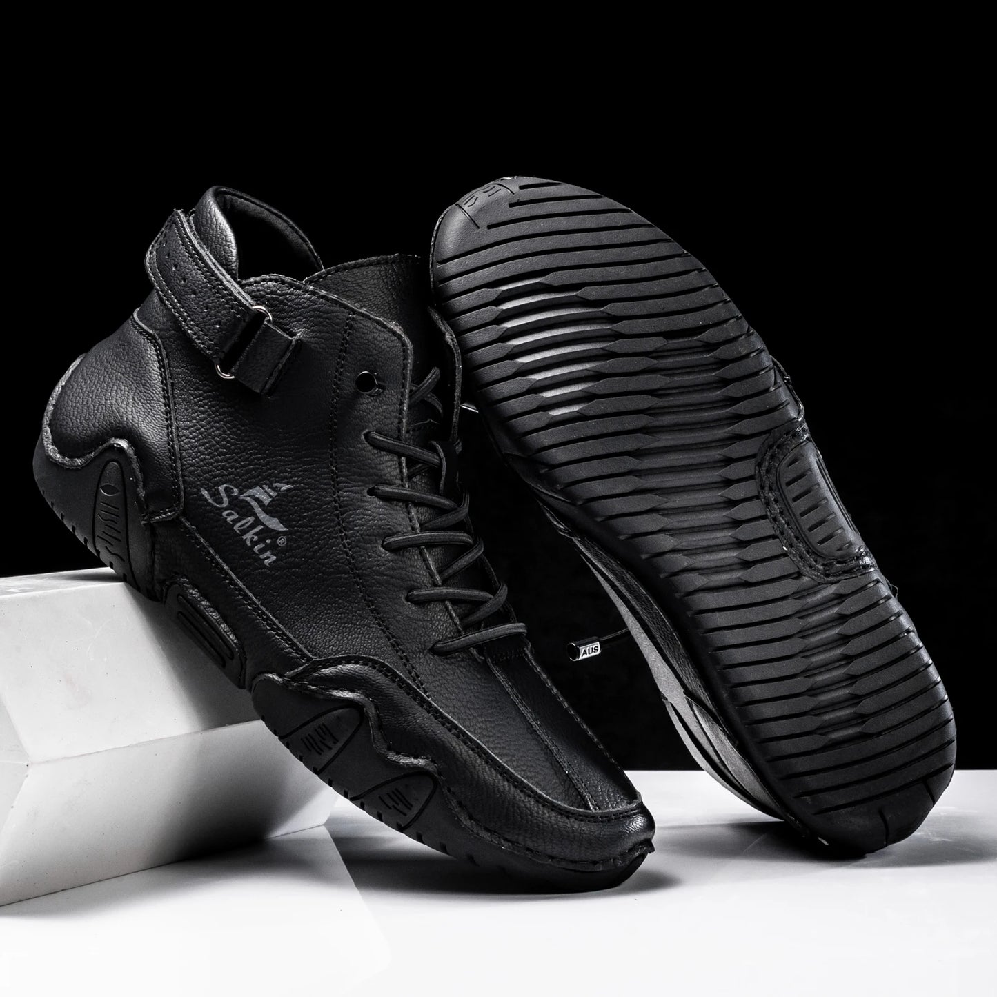 AbfuberCN Stiefeletten Handgefertigte Outdoor Lederschuhe - Größe EU, Obermaterial Leder, Schnürverschluss