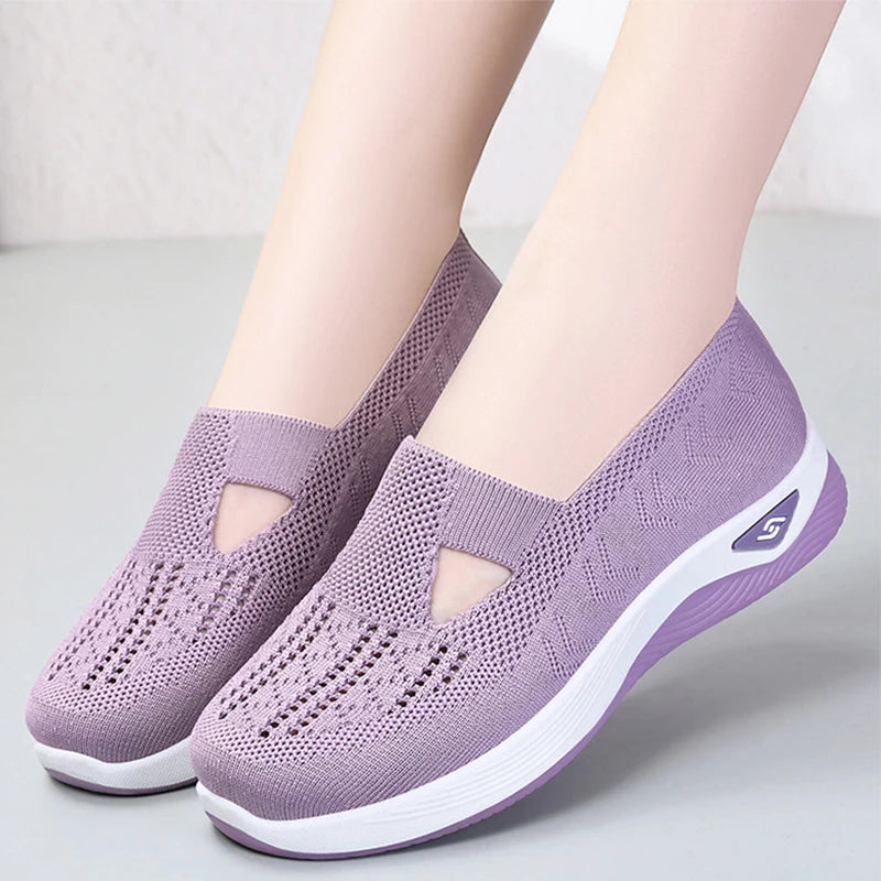 Women Wedges Sneakers High Quality Shoes Slip On Flats Men Loafers Breathable Mesh Running Sneakers Ladies Sport Shoes