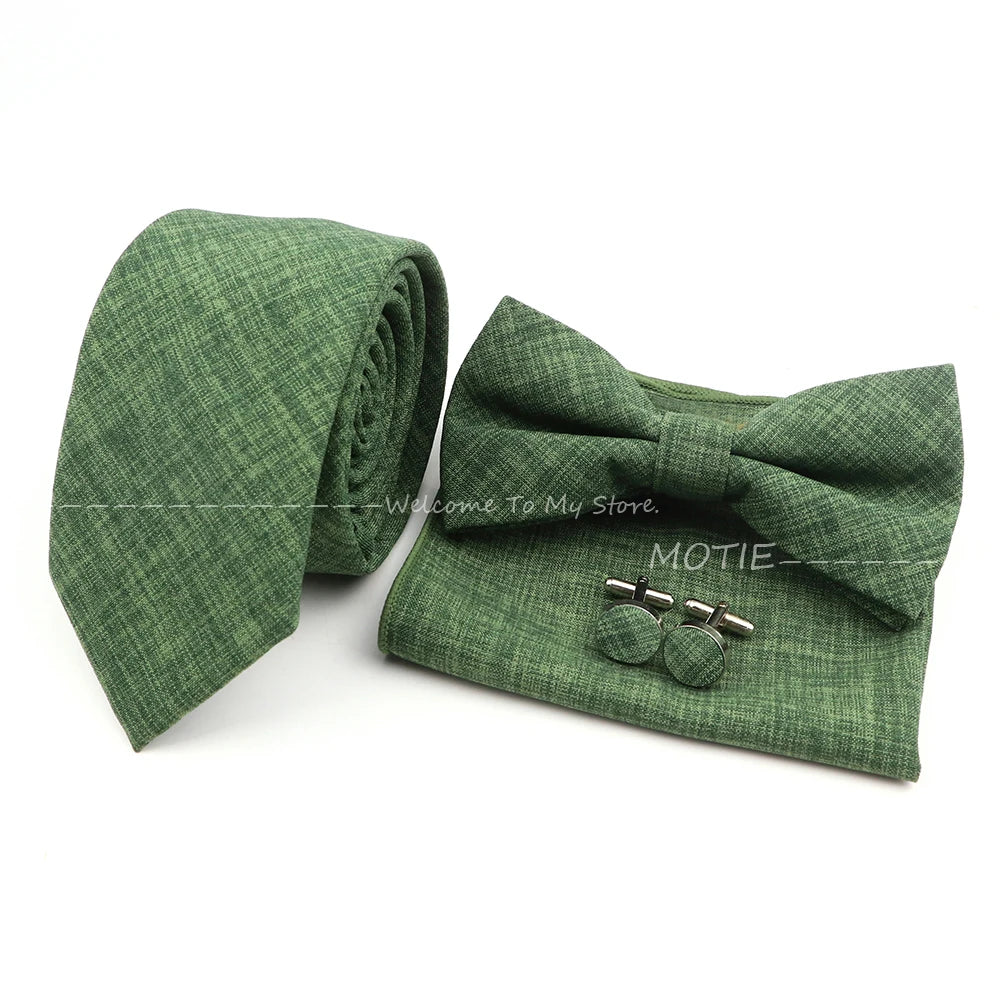 Set de accesorii bărbătești cu design nou, 27 de culori: batistă clasică din bumbac, butoni, papion pentru nuntă, petrecere, cadouri