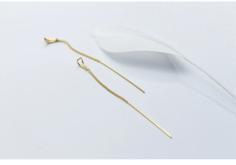 Cercei simpli cu lanț lung MODIAN, din argint 925, model cu picătură de apă, pentru femei, bijuterii fine