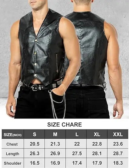 Arjen Kroos Kunstlederweste - Mit Taschen, Schnürung L