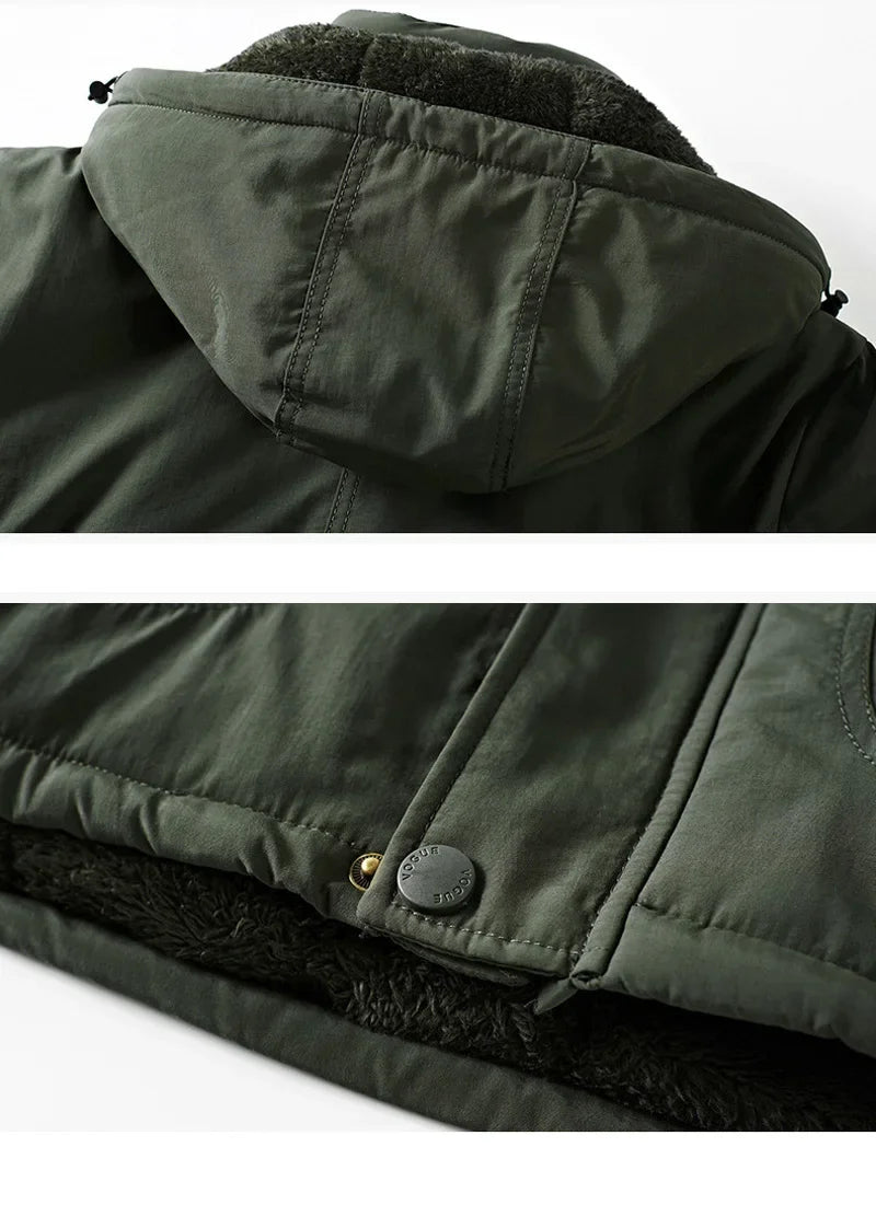 FleecePro Lange Jacke Winddicht - Baumwollfüllung, Größe XL