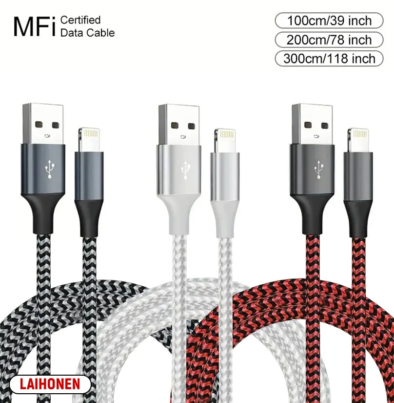 LAIHONEN AL-BZ-001 MFi Lightning-Kabel - 1-3m, 12W, Nylon