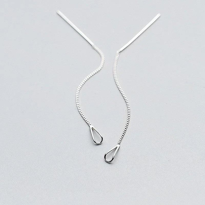 INZATT 925 Sterling Silber 6,3cm Lange Quasten-Ketten Bar Hängende Tropfen Ohrringe für Frauen Mode Schmuck Hochzeitsgeschenk