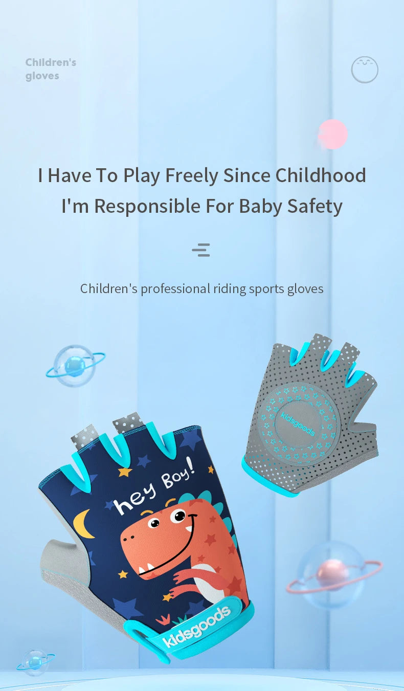 Kids Cycling Gloves Half Finger Skate Child Mountain Bike Bicycle Gloves Sports Gloves for Boys and Girls Children