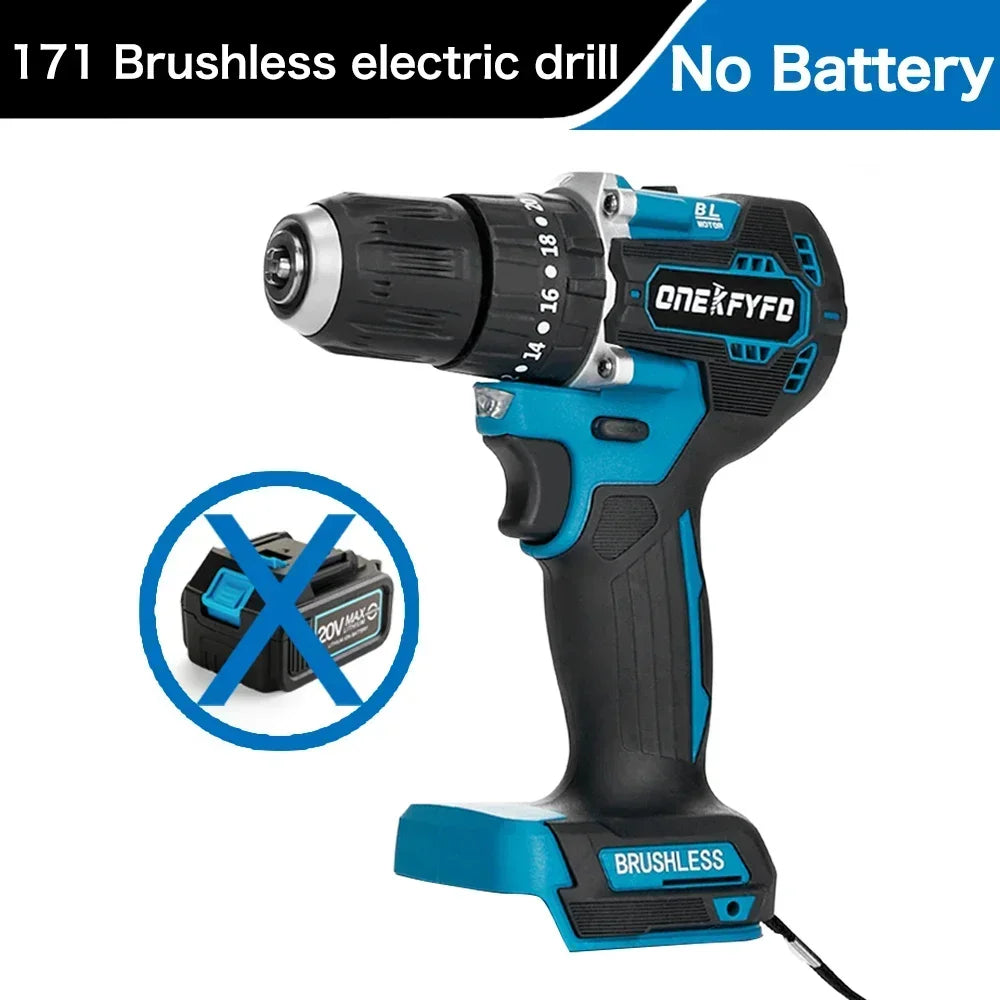Schlagbohrmaschine 2025: 3 in 1 Brushless Cordless Electric Impact Drill Hammer - 10mm 20+2 Torque Electric Screwdriver Tools Makita 18V (No Battery) Collection