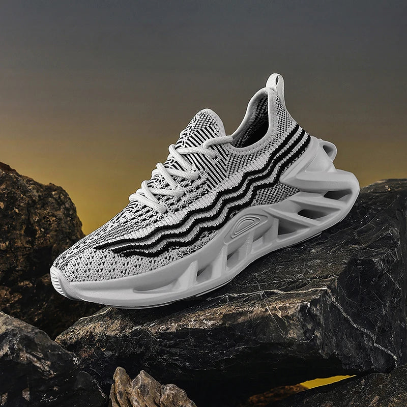 Herren Sneakers Leicht Laufschuhe Atmungsaktiv Mesh Komfortabel EVA Dick Sohle Rutschfest Tennis Walking Weiß Schuhe Für Männer