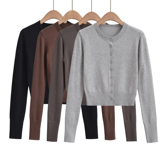 BRUSCRESTCN Korean Crop Cardigan - Größe M Schwarz