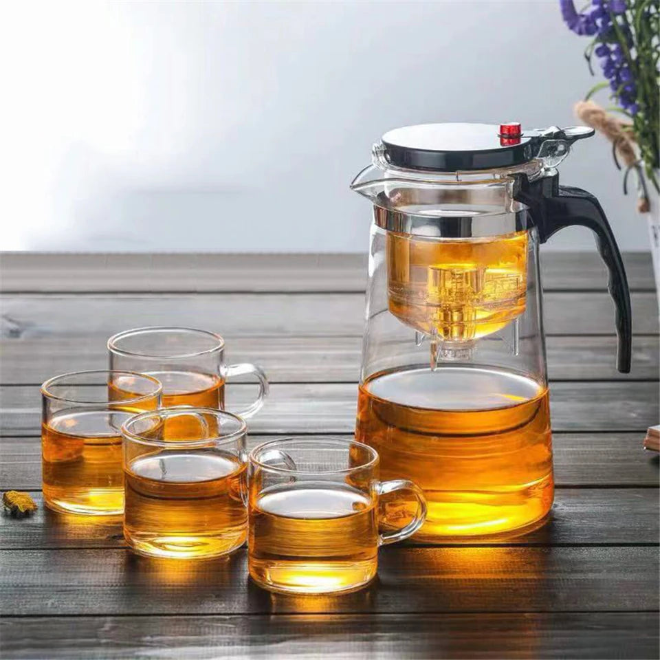 Tea Pots Heat Resistant Glass Tea Pot Tea Infuser Chinese Kung Fu Tea Set Kettle Coffee Glass Maker Convenient Office Tea Sets