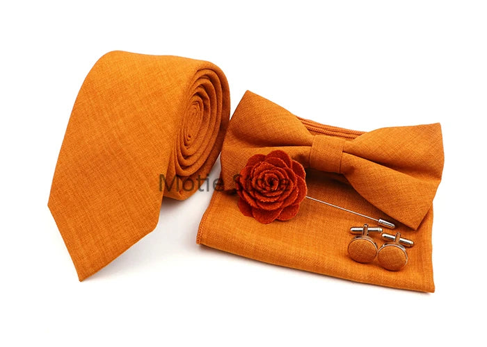 Set de accesorii bărbătești cu design nou, 27 de culori: batistă clasică din bumbac, butoni, papion pentru nuntă, petrecere, cadouri