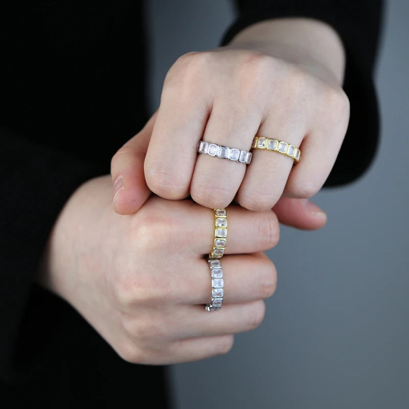 GIRLMIDNIGHT Geometrischer Ring 925 Silber - Zirkonia 57