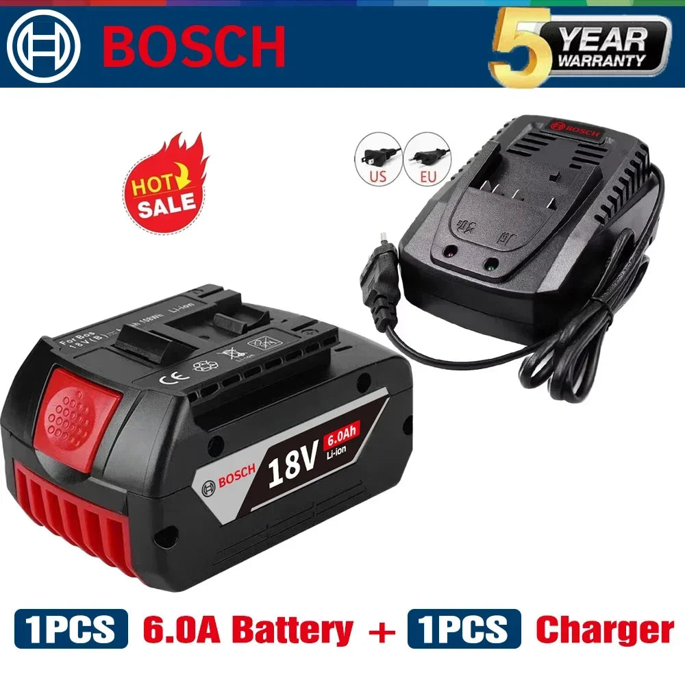 Original Bosch 18V 6.0AH rechargeable lithium-ion battery for BAT609 BAT609G BAT618 BAT618G 3601H61S10🔋🔋